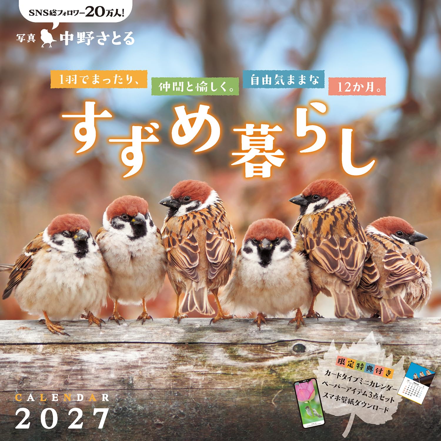 通常版】すずめ暮らし（月めくり/壁掛け/420mm×210mm） (インプレス